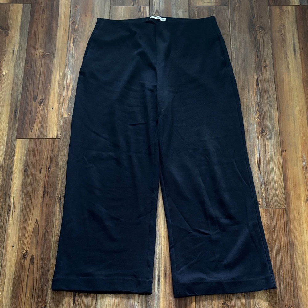 Mango Navy Pull on Wide Leg Pants XL with pockets